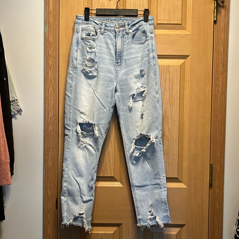 American Eagle ripped stretch mom jeans